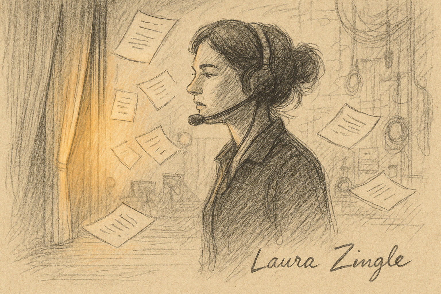Laura Zingle backstage, representing strong leadership in live entertainment